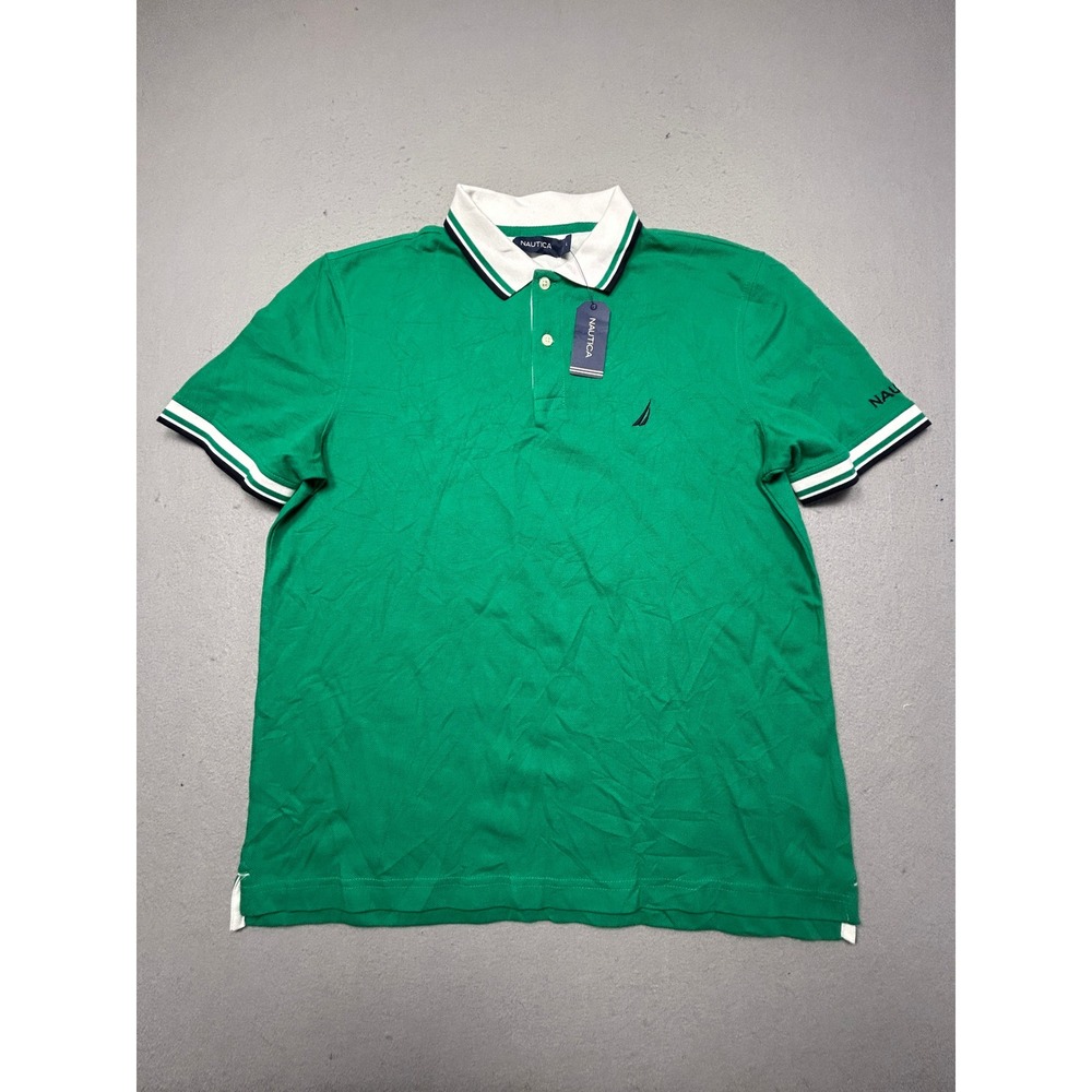 Nautica Polo Shirt Pique Cotton Green L Mens
